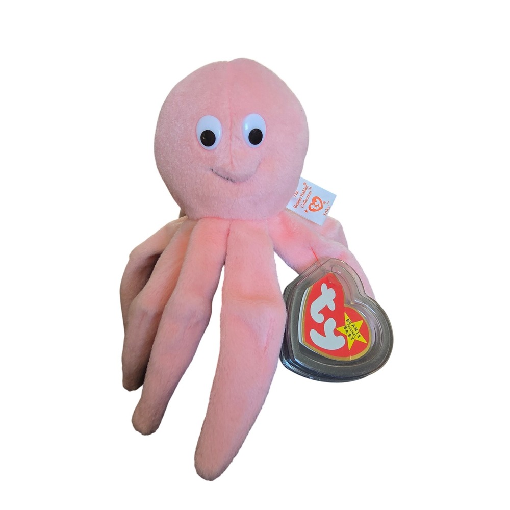 Ty Beanie Baby Inky the Octopus Pink Plush Stuffed Animal Vintage 1994 with Tags
